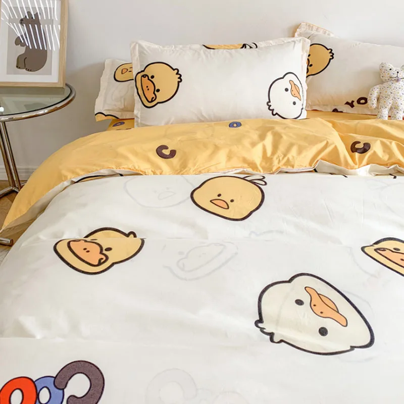 

Home Textiles Bedding Sets Home Bedding Duvet Cover Flat Sheet Skin-Friendly Aloe Cotton 3/4PCS Quilt Cover Sheet Pillowcases