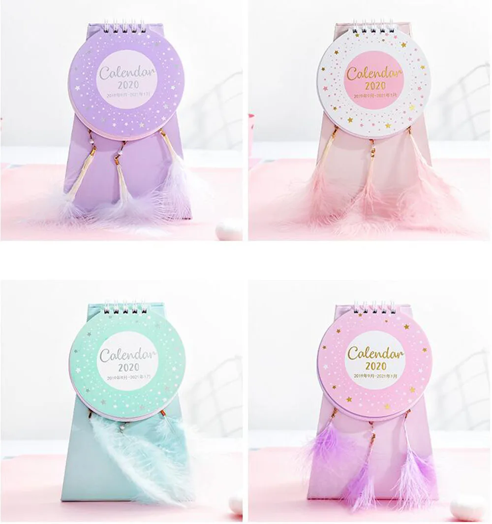 Креативный Настольный календарь с перьями милый планировщик записей ежедневный