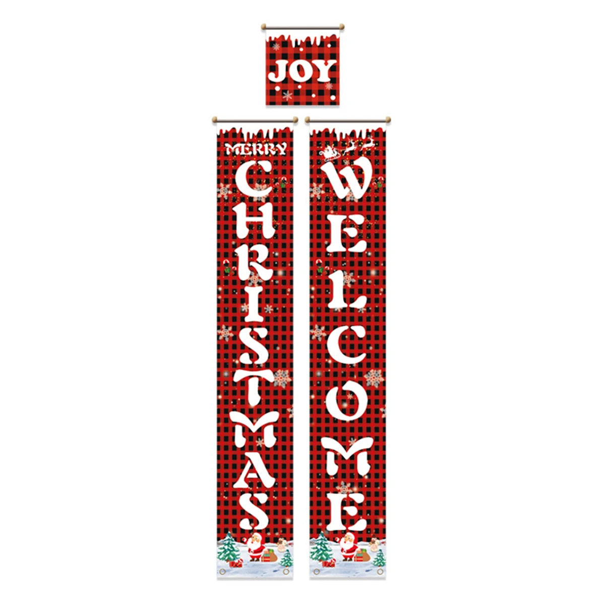 Рождество баннеры комплект из 3 предметов красный крупную клетку плед Новый год