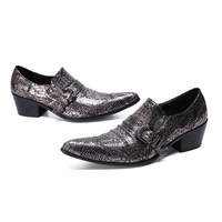 italian mens slip on patent leather loafers casual leather shoes glitter silver colors crocodile pattern dress shoes