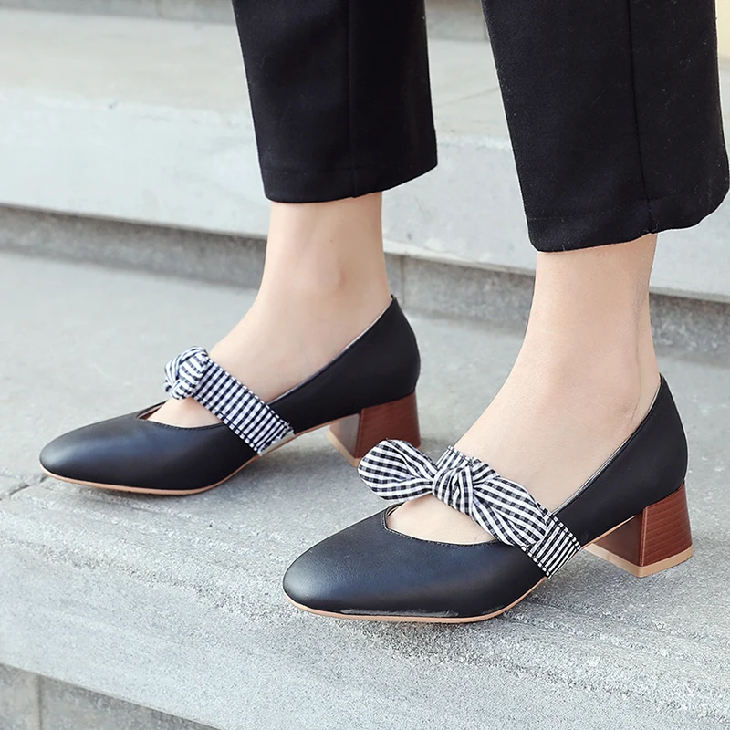 Большие размеры 34 46 новые туфли на высоком каблуке женские Туфли Мэри Джейн