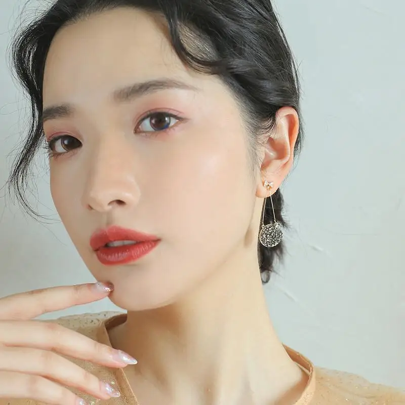 

CALESU 925 Silver Needle Drop Earrings Exquisite Crystal Black Bowknot Ear Drop Trendy Rhinestone Ear Stud For Women FCC074 PR91