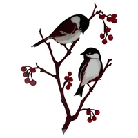 metal bird steel silhouette elegant chickadees and berries decoration garden birds crafts durable chickadees statue art home