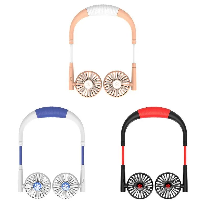 

1Set USB Rechargeable Hands-free Hanging Neck Fan 3 Speed Adjustable Air Cooler