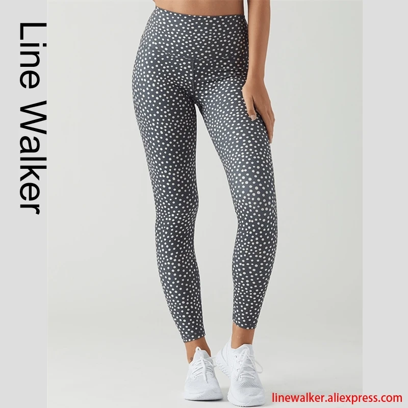 Спортивные леггинсы с принтом в горошек штаны для йоги высокой талией женские