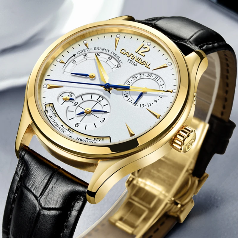 CARNIVAL Brand Fashion Business Watch Man Luxury Energy Display Mechanical Automatic Wristwatch Waterproof Luminous Reloj Hombre enlarge