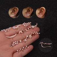 1pc cz cartilage earring ear clip for women fashion flower leaf gecko mismatched crystal helix earring piercing jewelry