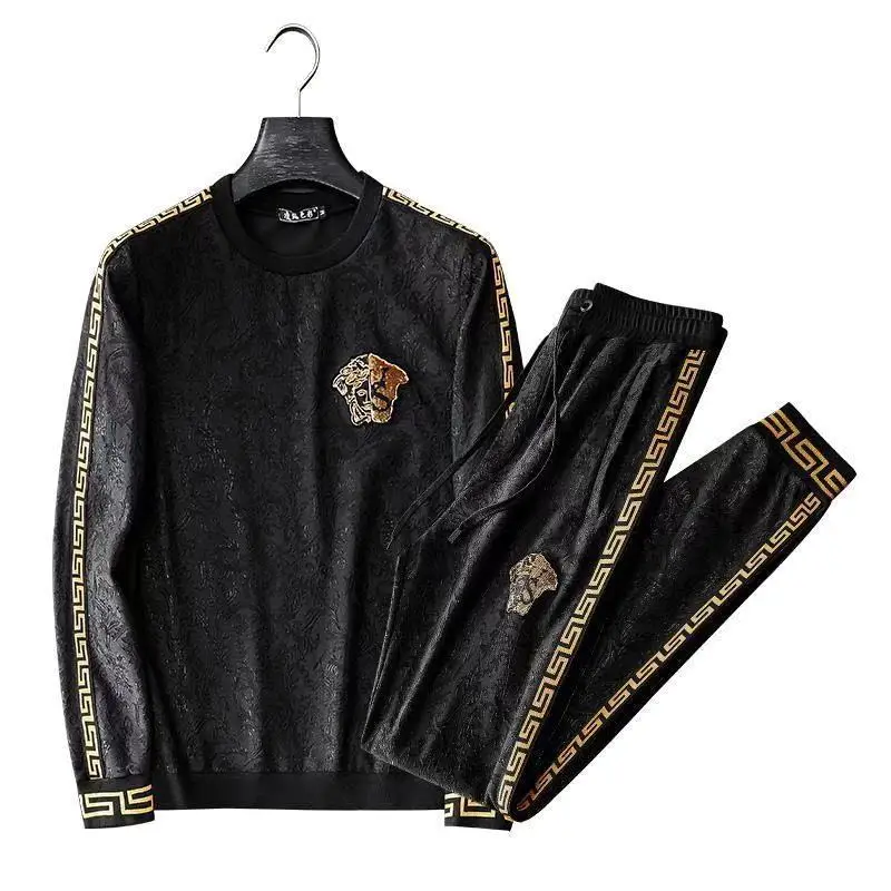 

Europe Station Men 's Casual Suit Fashion Large Jacquard Embroidery Fashion Long Sleeve Men 's Two Piece Suit