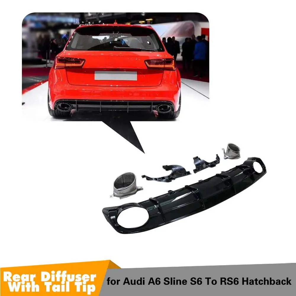 А6 диффузор губа на задний бампер с выхлопной глушитель трубы для A6 S-line S6 хэтчбек