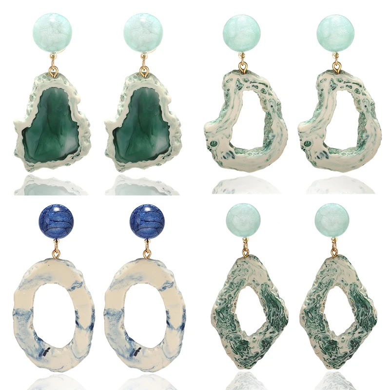 Новинка 2020 модные корейские серьги в виде ракушек с геометрическим узором для