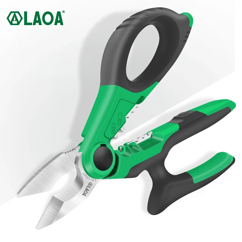 

LAOA 7Inch Electrician Scissors 1.5-4mmÂ² Wire Cutter Stripping Cutting Terminal Crimping Tools