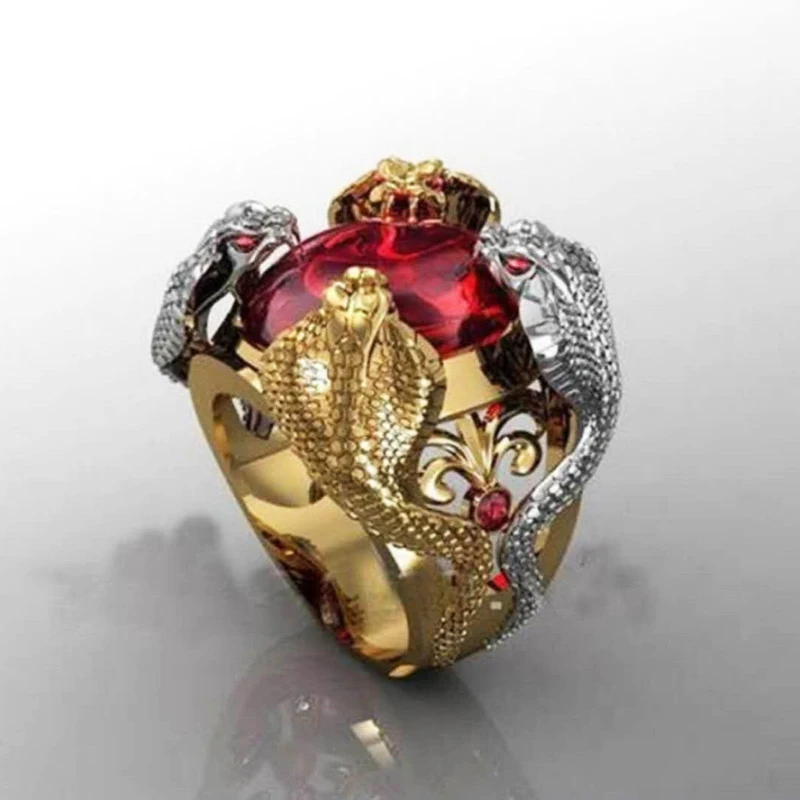 Мужское властное двухцветное кольцо питона смешанное с 4 коброй дикое мужское