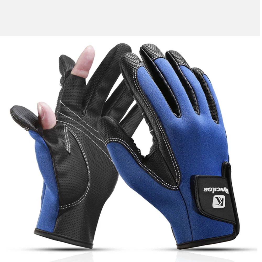 

Winter Fishing Gloves Men Women Full Finger Palm Anti-slip Fingerless Design Two-finger Sports Cycling Fishing Gloves Camping