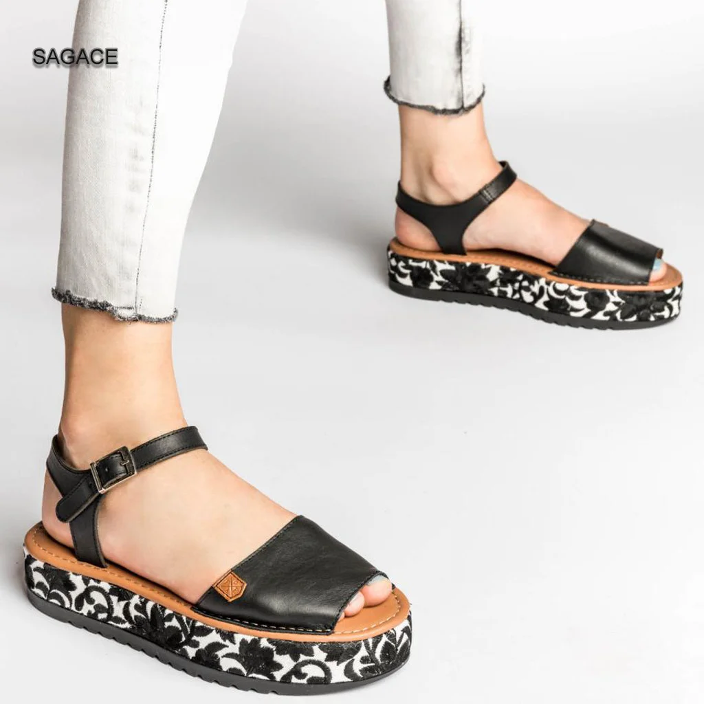 

SAGACE Ladies Casual Big Size Buckle Platform Wedges Sandals Roman Shoes Fashion Female Slides Summer Shoes Sandalias Mujer 2020