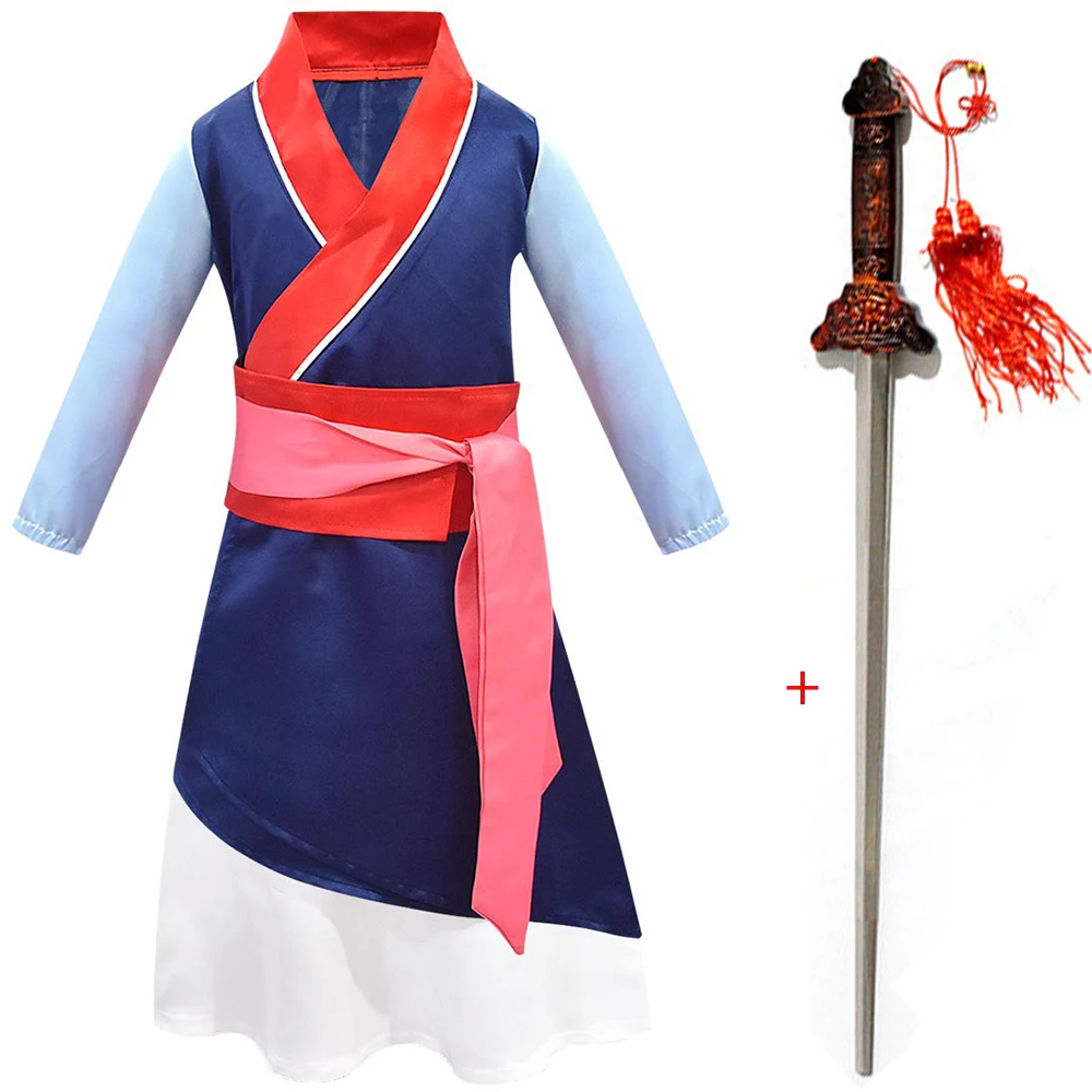 Костюм Мулан для девочек в стиле косплея, костюм дракона Мушу для детей на Хэллоуин, карнавальные костюмы для детей.