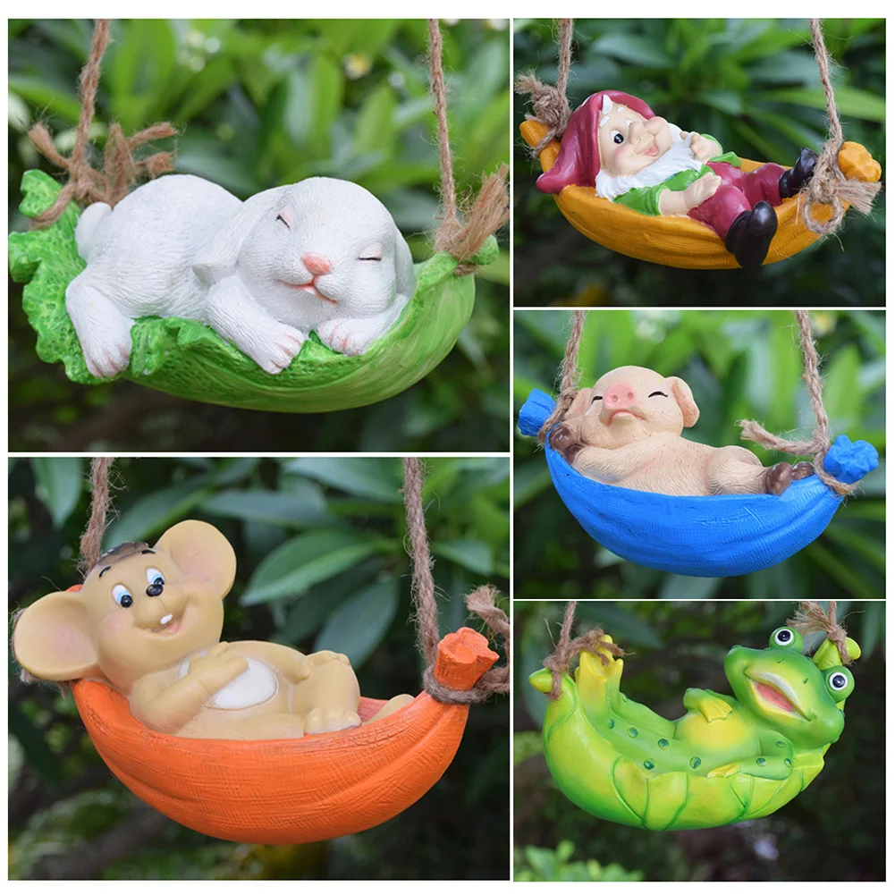 

Полимерная имитация скульптуры, украшения для двора, виллы, сада, двора, фигурка качели животных, подвесная миниатюрная Ландшафтная статуя