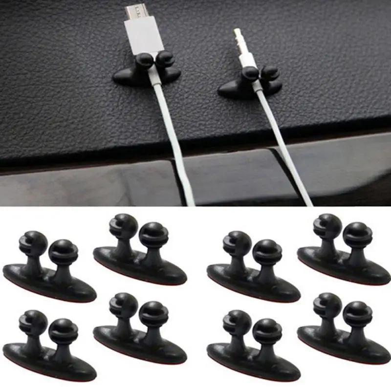 New 8Pcs/Lot Car Wire Cable Holder Tie Clip Fixer Organizer Adhesive Charger Line Clasp Clamp USB Accessories | Автомобили и