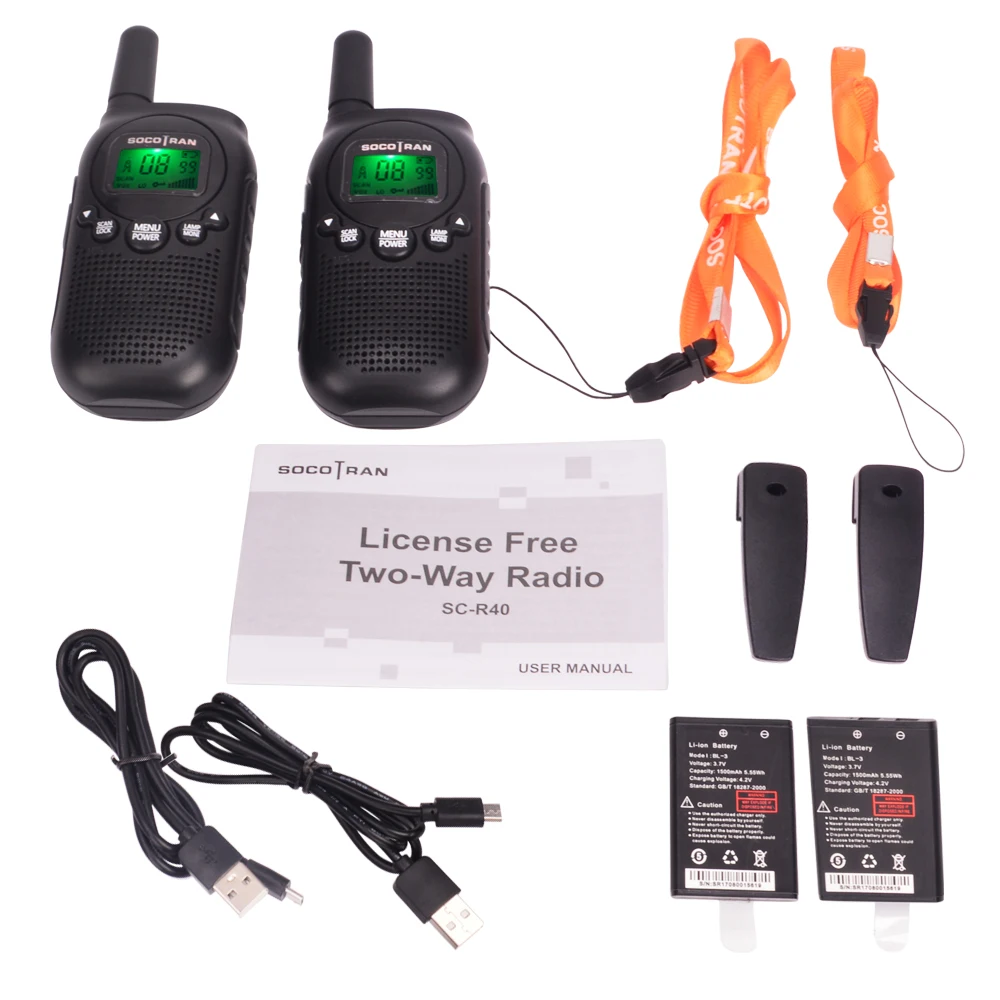 2 шт Мини рация детская радиостанция без лицензии FRS/GMRS 0,5 W 22CH VOX двухстороннее радио с перезаряжаемой литий-ионной батареей