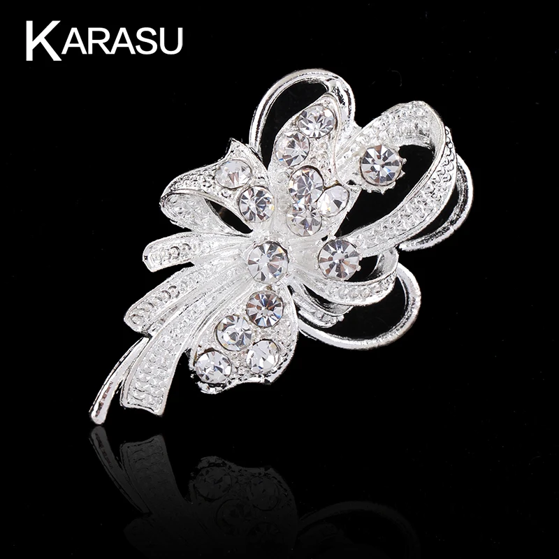 Блестящий Элегантный Модный свадебный букет стразы серебристые Броши для женщин