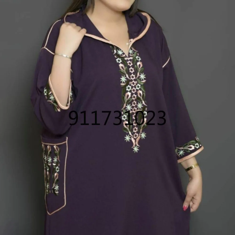 Женское платье с вышивкой и длинным рукавом повседневное свободное однотонное в