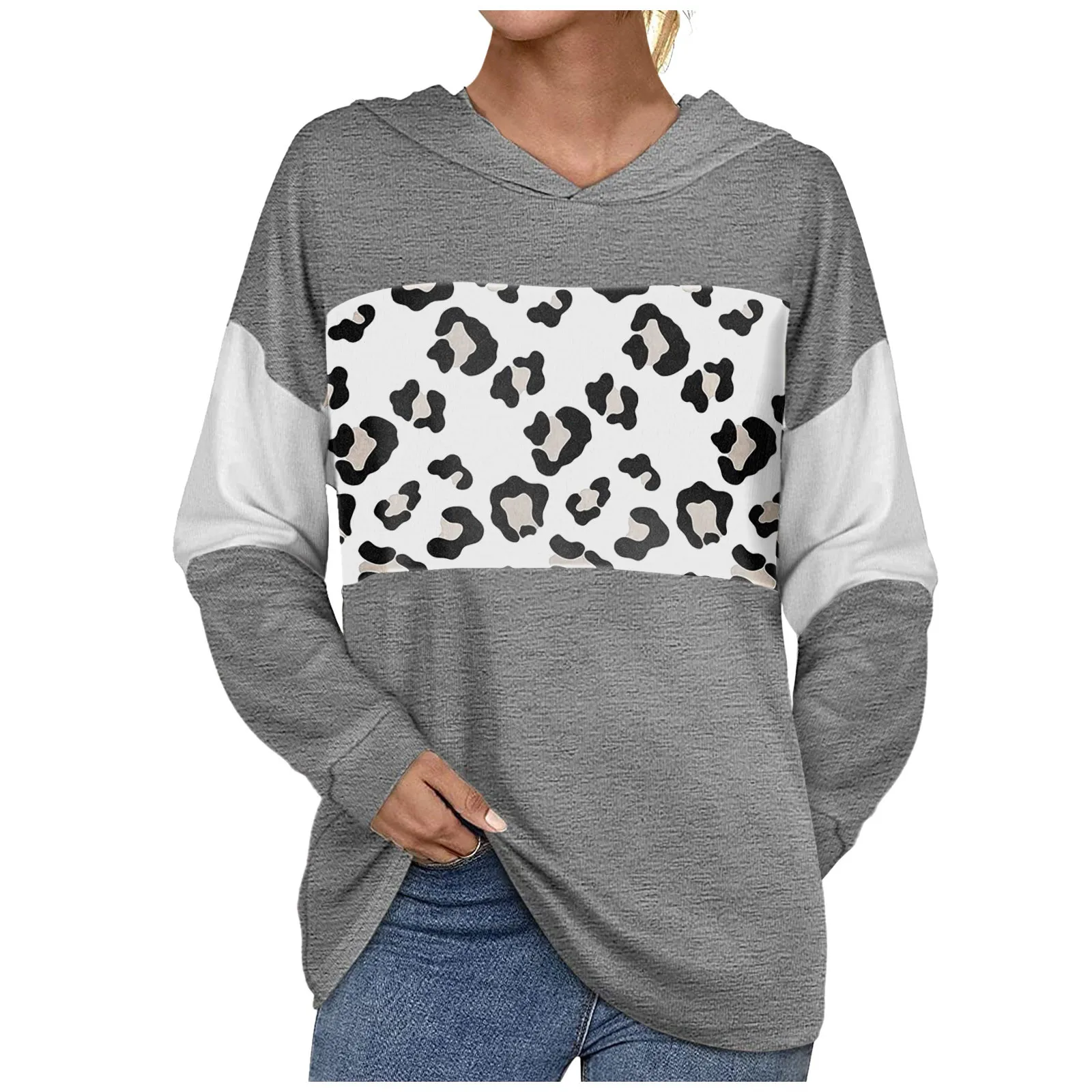 

Женский пуловер с длинным рукавом, свободный свитер с капюшоном и принтом, рубашка, свитер, пуловер