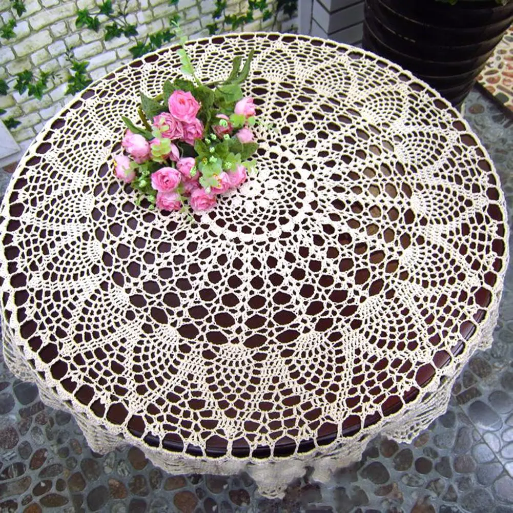 

Handmade Crochet Tablecloth Handmade Lace Tablecover Round Pad For Patio Kitchen Dining Room Party Wedding Decoration