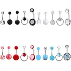 Набор колец для пупка из нержавеющей стали, 5 шт.лот, циркон, мягкие керамические украшения для пупка