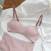 Lencería sexy Lisa para mujer, de corte bajo bralette ultrafino, Media Copa, sin anillo de acero, pecho pequeño, fruncido, sujetador suave y simple (2)