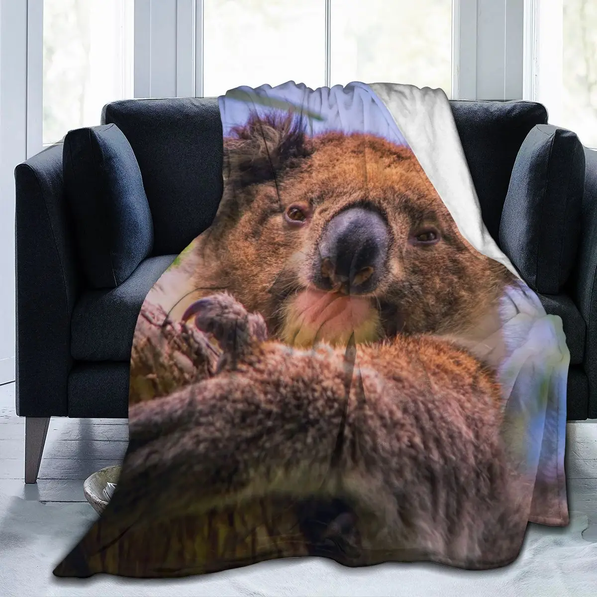 

animal 3D printing Koala printed blanket bedspread blanket retro bedding square picnic wool soft blanket