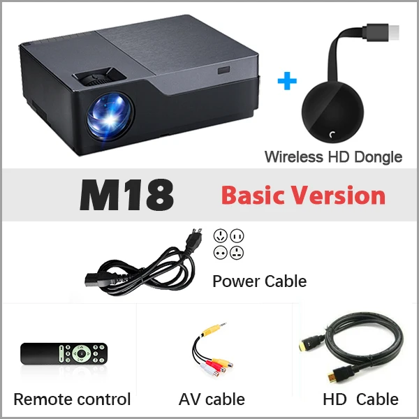 Aon Full HD проектор M18UP, 1920x1080 P, Android 6,0 wifi видео проектор, светодиодный проектор для 4K домашнего кинотеатра(опционально M18 AC3 - Цвет: M18-TP