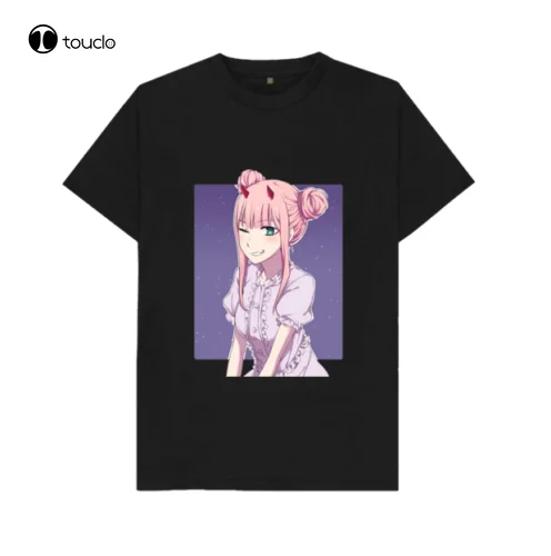 

Kawaii Zero Two Darling In The Franxx фиолетовая черная футболка, модная забавная Новая женская футболка