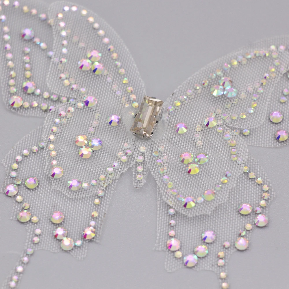 Белые черные стразы с бабочками Аппликации кристаллы AB патчи плоской задней