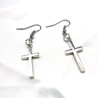 gothic style classic high polish silver cross pendant earrings fashion korean style young girl women body jewelry wholesale