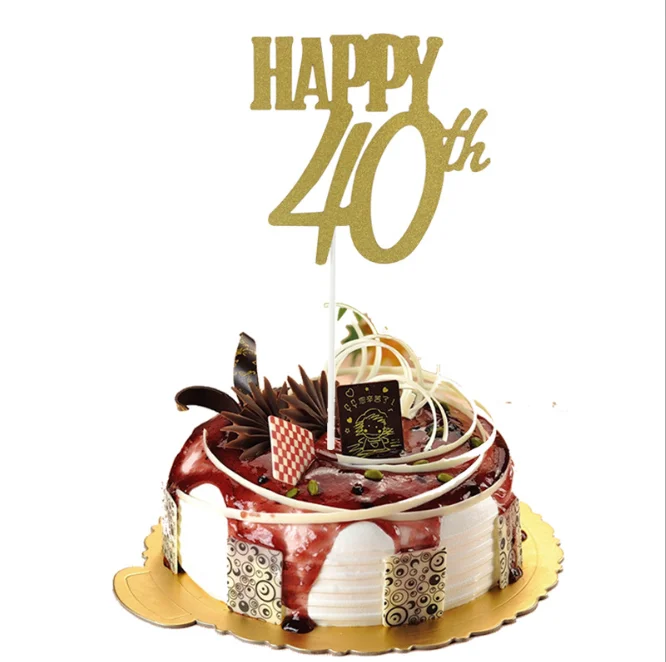 7 Золотой блестящий Топпер для торта от 1 до 60 лет с надписью «Happy Birthday», украшения для торта для любви, семейные вечерние украшения для выпечки - Цвет: 7