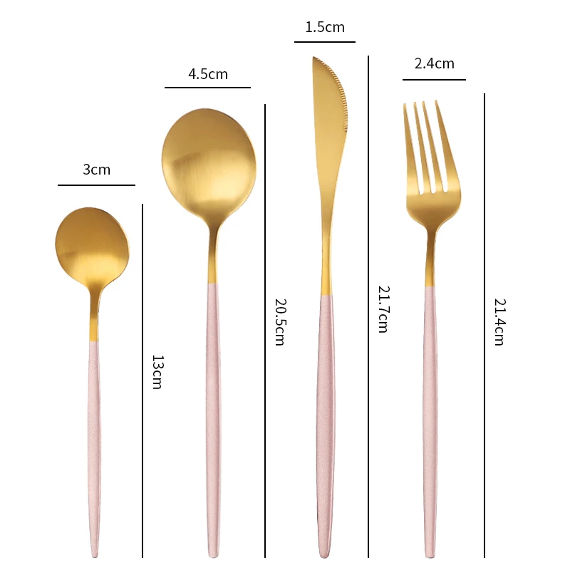 

24Pcs/Set Pink Gold Cutlery Set Stainless Steel Matte Tableware Knives Forks Spoons Kitchen Dinner Set Silverware Dinnerware Set