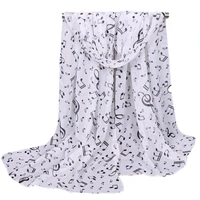 chiffon polyester scarf ladies piano music note thin cheap shawls g clefs summer stole head wrap