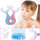 Детская зубная щетка, детская U-образная зубная щетка 360 , Силиконовая зубная щетка для детей, уход за полостью рта, чистка 2021