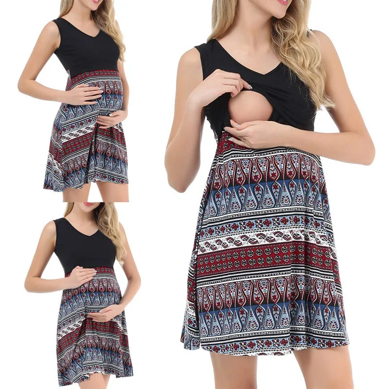 ENXI/платья для беременных с принтом в богемном стиле летнее платье грудного
