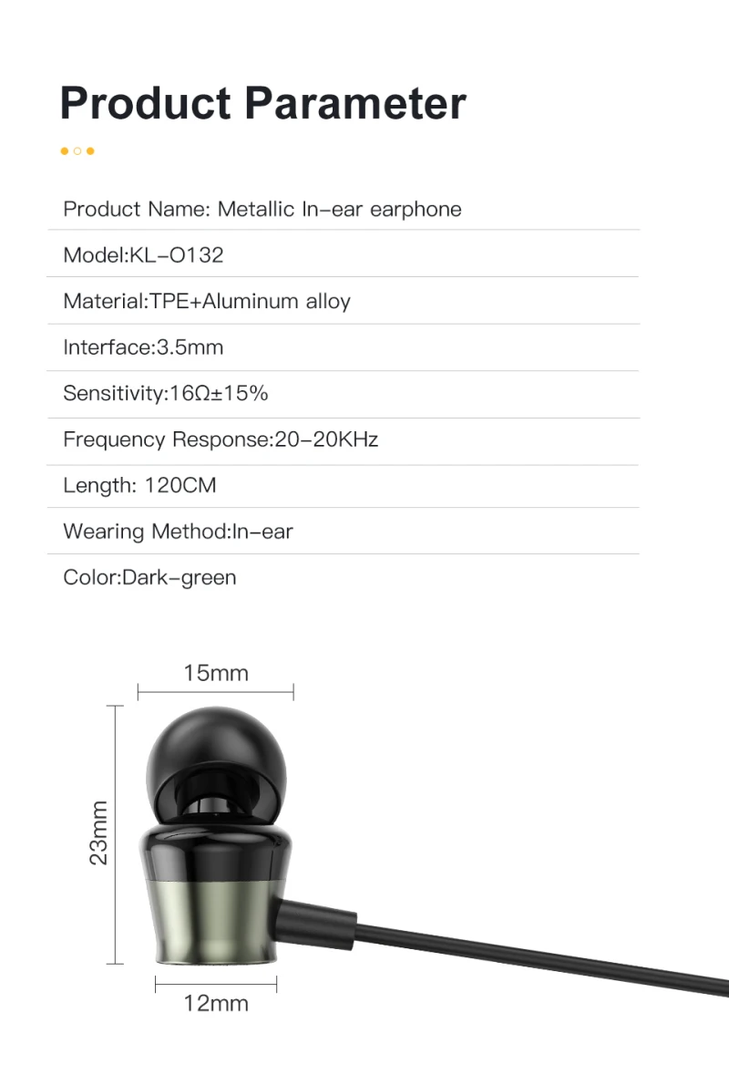 

120CM Stereo Bass Comfortable Headphone In-Ear 3.5MM Wired Earphones Metal HIFI Earpiece With MIC For Xiaomi Samsung Huawei