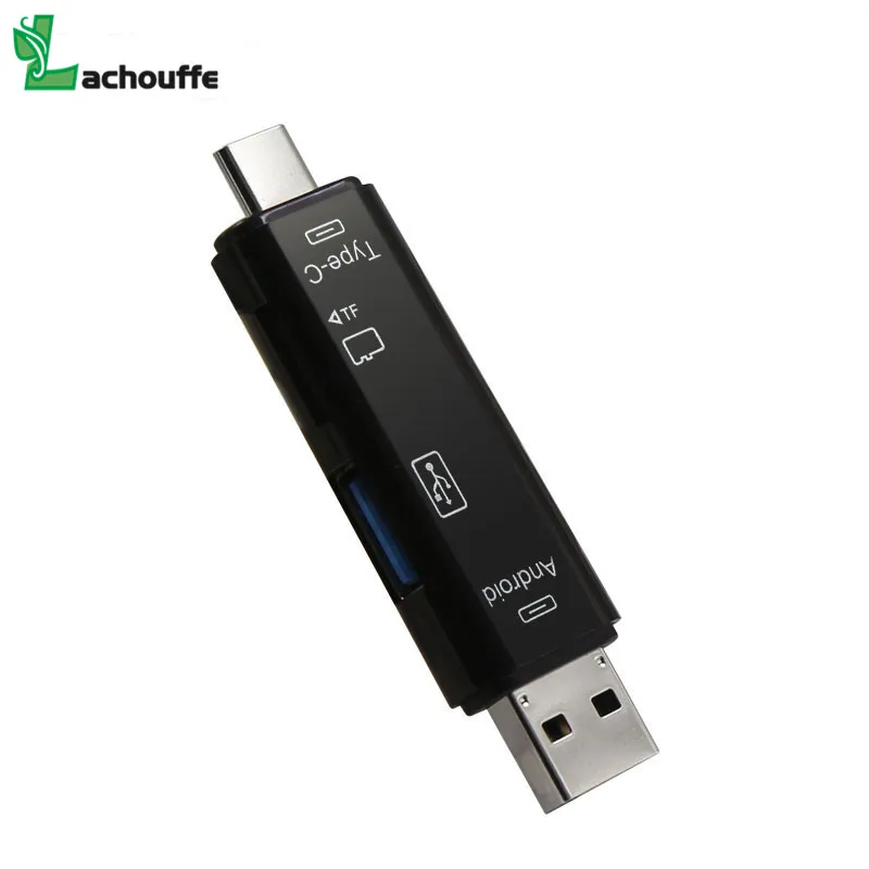 Высокоскоростной USB TF кардридер 3 в 1 Type-C OTG Micro флэш-адаптер соединитель по самой