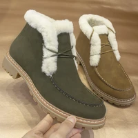 u double 2020 new winter women shoes brand warm women boots big size lace up waterproof ankle boots short camel flats snow boots