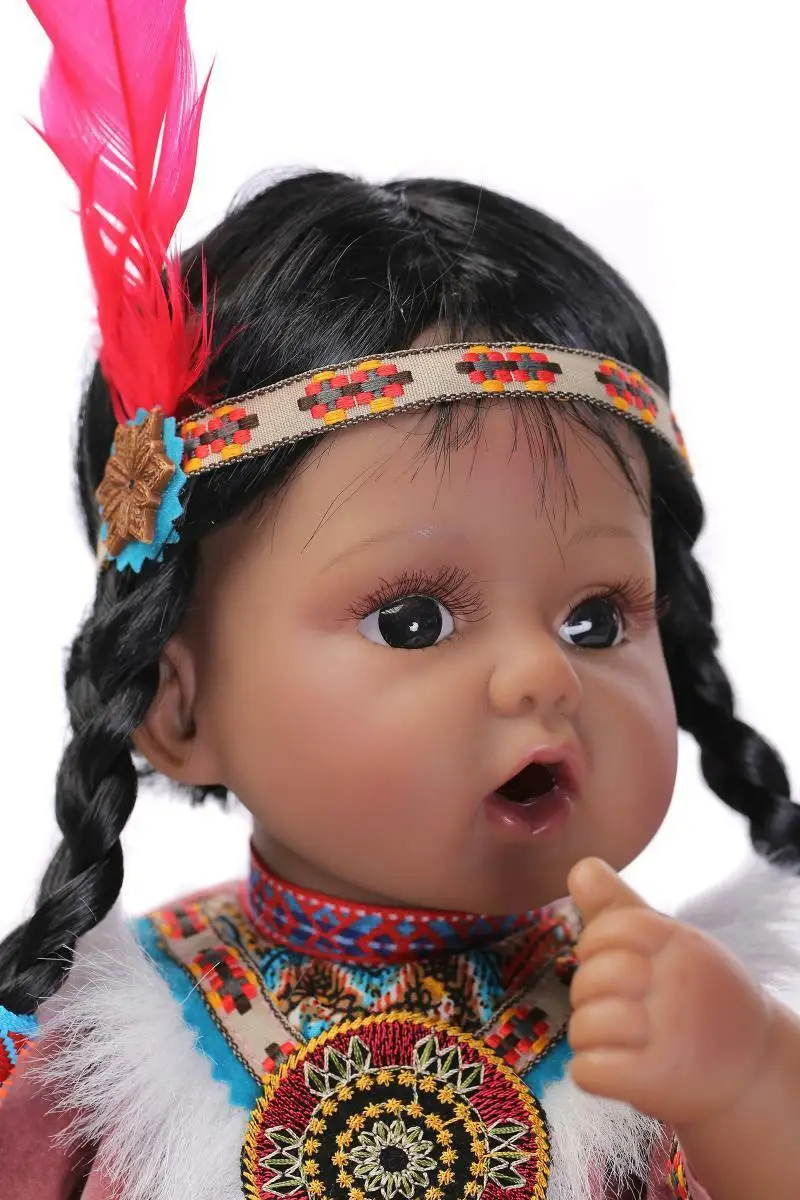 

20'' Reborn Baby Indian Girl Doll Soft Silicone Vinyl Lifelike Newborn Toy Gift Silicone Reborn Baby Dolls