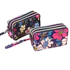 Женский кошелек с принтом, Холщовый 3-слойный вместительный клатч на молнии, портмоне для мобильного телефона