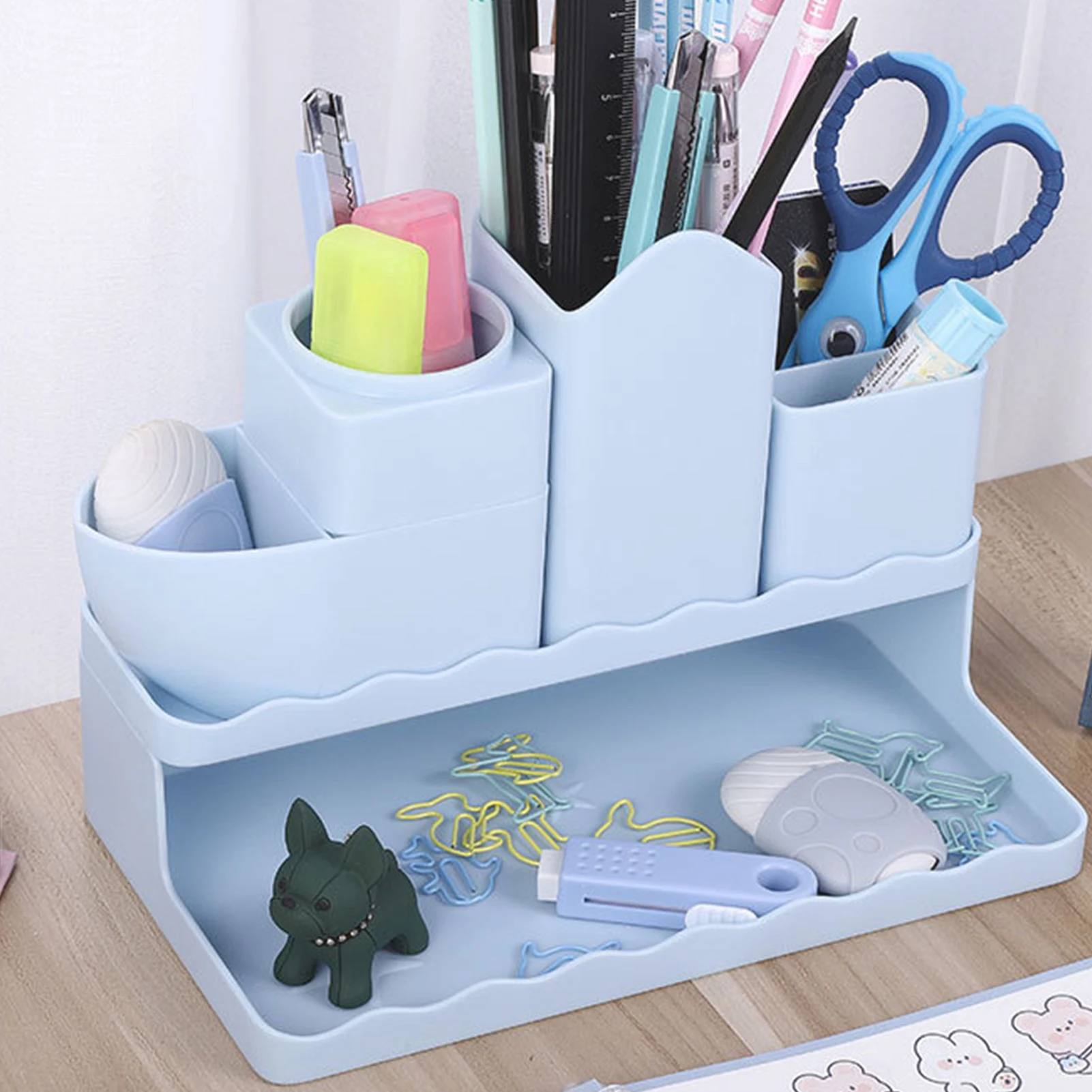 

Large Capacity Desk Pen Holder Pencil Makeup Storage Box Desktop Organizer Case Remote Control Stand School Office Stationery