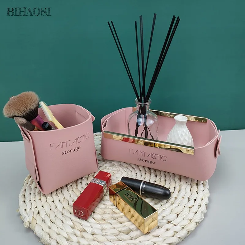 Металлическая декоративная коробка для хранения из искусственной кожи Бытовая