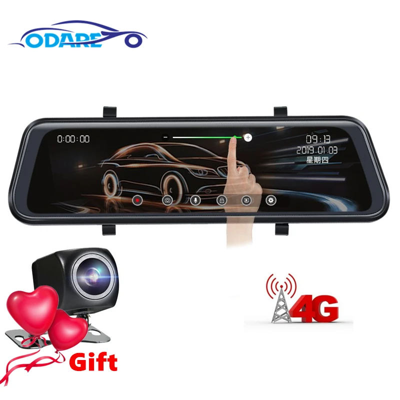 Зеркало заднего вида Odare 10 дюймов 4G Android DVR 1080P GPS навигация ADAS ночное видение