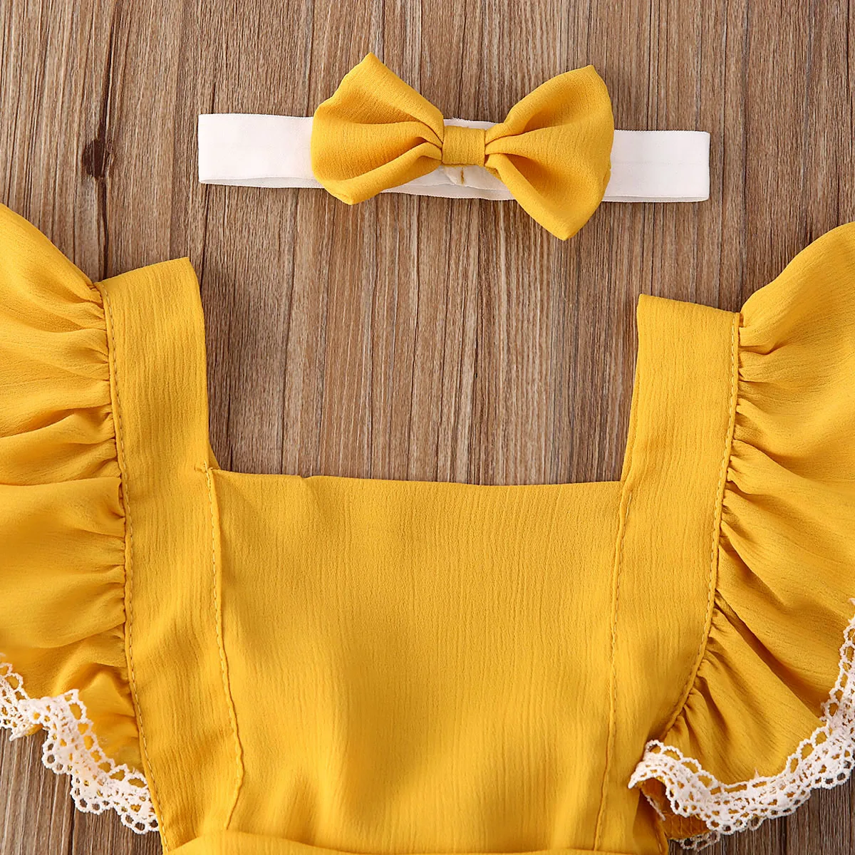 2020 Детская летняя одежда для новорожденных девочек гофрированные боди кружевные