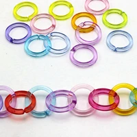 100 mixed transparent color acrylic round linking rings open chain beads 18mm connector for necklace bracelet