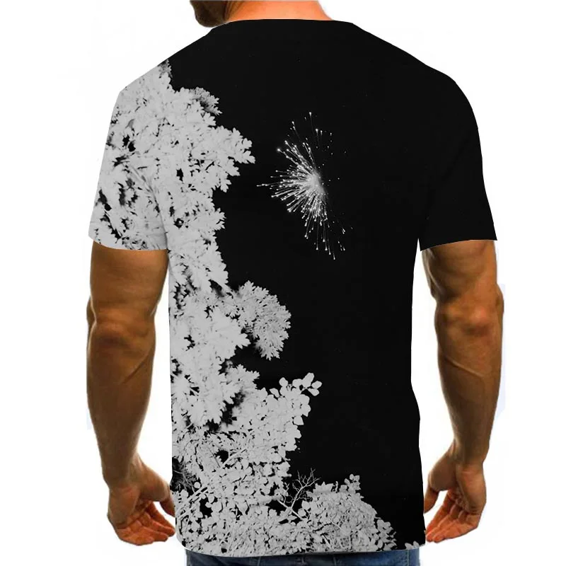 

Men Graphic T Shirts Round Neck 3D Print Short Sleeve Daily Tops Black Tees