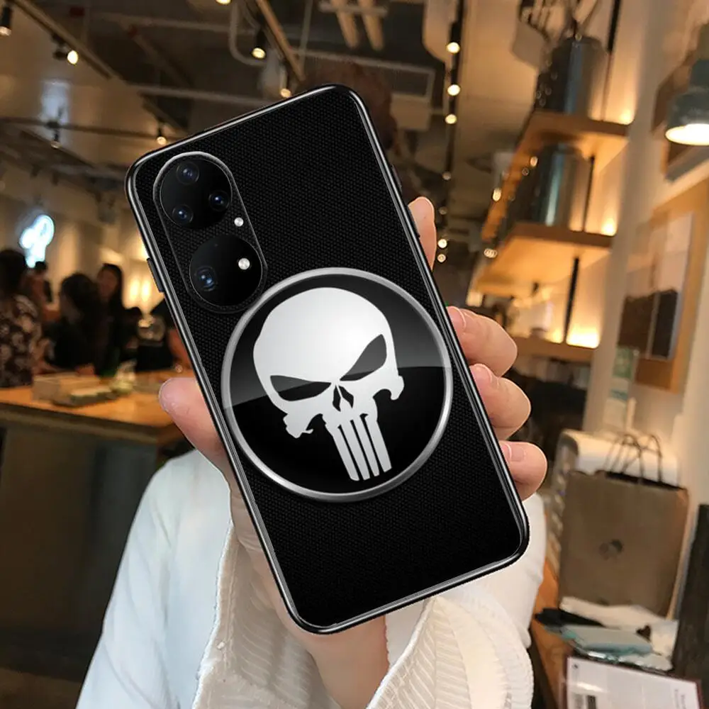 Чехол Marvel Punisher для телефона Huawei p50 P40 p30 P20 10 9 8 Lite E Pro Plus черный с рисунком комиксов.